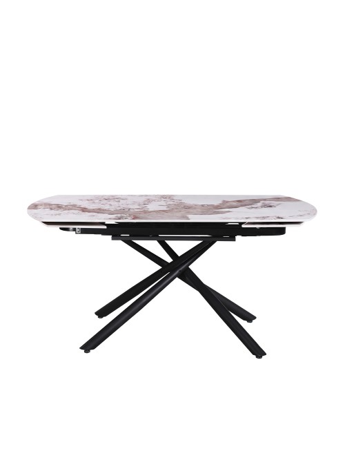 Tavolo girevole allungabile Astrid piano ceramica effetto marmo Arabesque Pandora Lucido 160x90x76H
