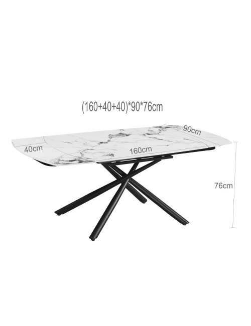 Tavolo girevole allungabile Astrid piano ceramica effetto marmo Arabesque Pandora Lucido 160x90x76H