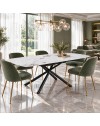 Tavolo girevole allungabile Astrid piano ceramica effetto marmo bianco Patek Lucido 140x90x76H