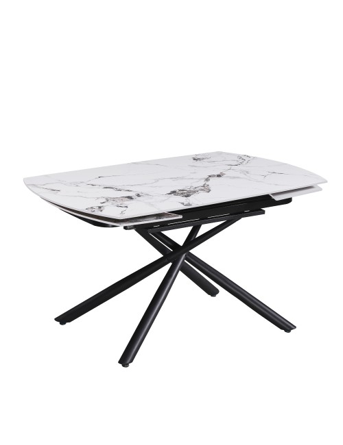 Tavolo girevole allungabile Astrid piano ceramica effetto marmo bianco Patek Lucido 140x90x76H