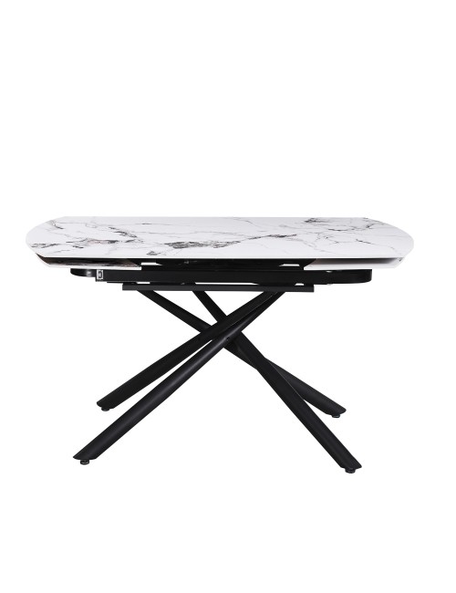 Tavolo girevole allungabile Astrid piano ceramica effetto marmo bianco Patek Lucido 140x90x76H