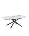 Tavolo girevole allungabile Astrid piano ceramica effetto marmo bianco Patek Lucido 140x90x76H