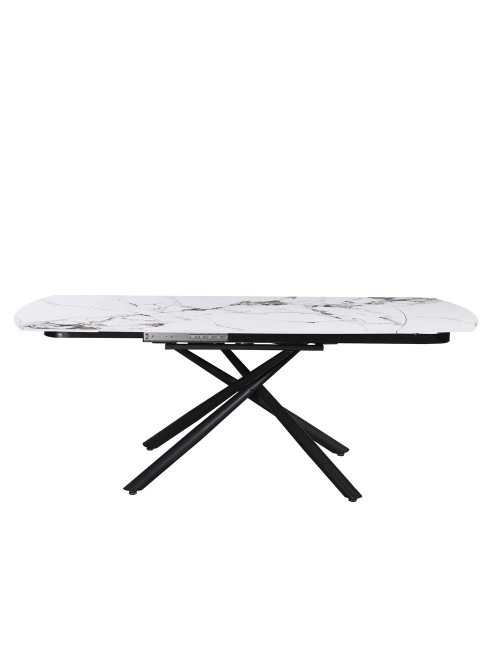 Tavolo girevole allungabile Astrid piano ceramica effetto marmo bianco Patek Lucido 140x90x76H