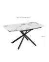 Tavolo girevole allungabile Astrid piano ceramica effetto marmo bianco Patek Lucido 140x90x76H