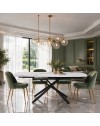 Tavolo girevole allungabile Astrid piano ceramica effetto marmo bianco Patek Lucido 160x90x76H