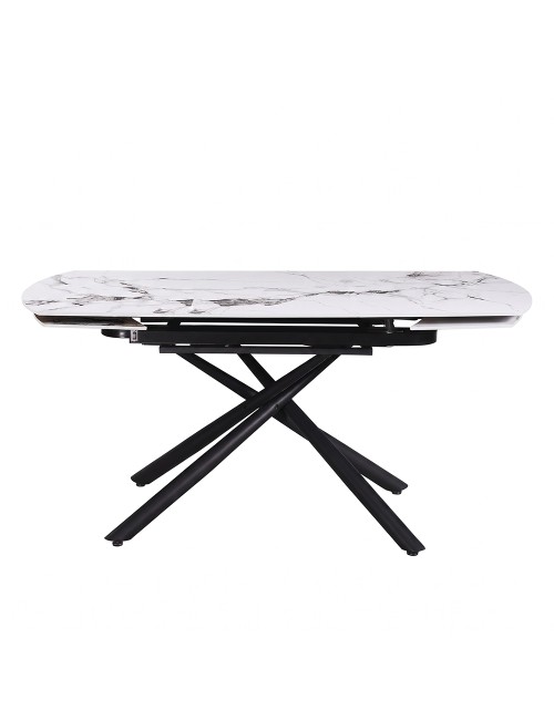 Tavolo girevole allungabile Astrid piano ceramica effetto marmo bianco Patek Lucido 160x90x76H