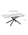 Tavolo girevole allungabile Astrid piano ceramica effetto marmo bianco Patek Lucido 160x90x76H