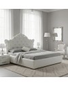 Letto matrimoniale con contenitore Savoia colore bianco e fregio bianco