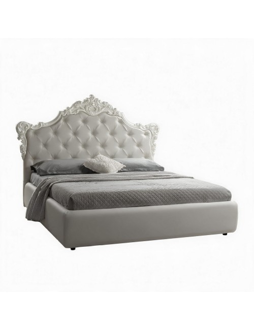 Letto matrimoniale con contenitore Savoia colore bianco e fregio bianco