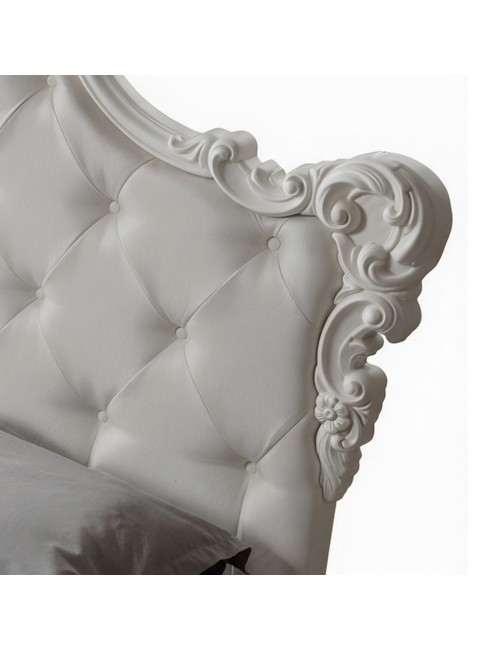 Letto matrimoniale con contenitore Savoia colore bianco e fregio bianco