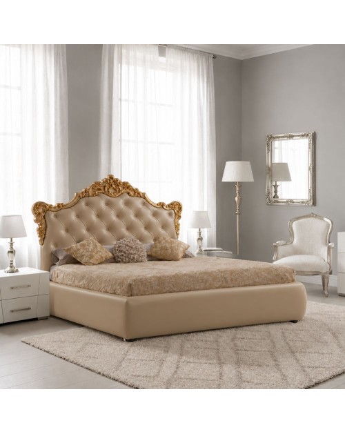 Letto matrimoniale con contenitore Savoia colore crema