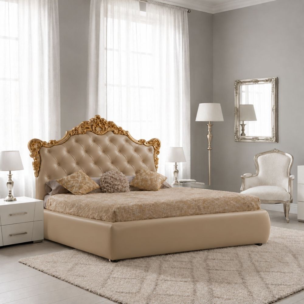Letto matrimoniale con contenitore Savoia colore crema