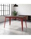 Tavolo Bristol Fisso in Ferro e Legno Rosso 160x80 cm - Design Industrial e Stile Moderno