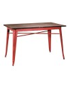 Tavolo Bristol Fisso in Ferro e Legno Rosso 160x80 cm - Design Industrial e Stile Moderno