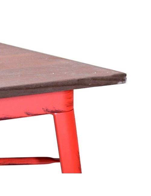 Tavolo Bristol Fisso in Ferro e Legno Rosso 160x80 cm - Design Industrial e Stile Moderno