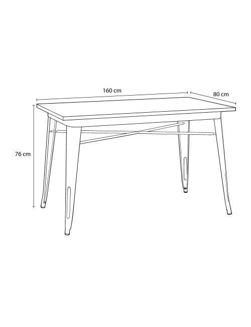 Tavolo Bristol Fisso in Ferro e Legno Rosso 160x80 cm - Design Industrial e Stile Moderno