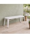 Panchina in Ferro Bristol da Giardino Bianco Anticato - Mobile da Esterno Resistente 103x38xH45 cm