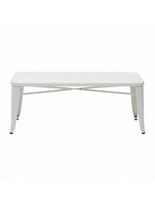 Panchina in Ferro Bristol da Giardino Bianco Anticato - Mobile da Esterno Resistente 103x38xH45 cm
