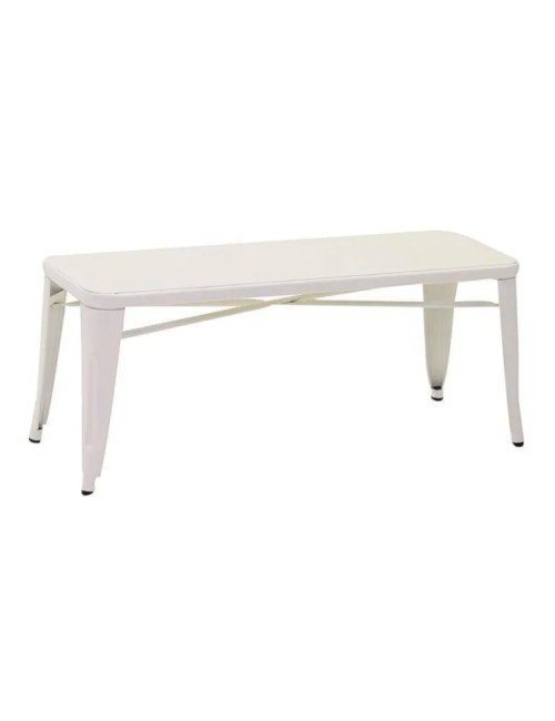 Panchina in Ferro Bristol da Giardino Bianco Anticato - Mobile da Esterno Resistente 103x38xH45 cm