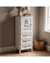 Mobile Multiuso Shabby Chic Breslavia 1 Anta 3 Cassetti Bianco e Top Rovere - H 120 cm