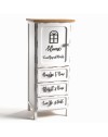 Mobile Multiuso Shabby Chic Breslavia 1 Anta 3 Cassetti Bianco e Top Rovere - H 120 cm