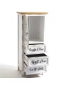 Mobile Multiuso Shabby Chic Breslavia 1 Anta 3 Cassetti Bianco e Top Rovere - H 120 cm