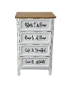 Mobile Multiuso Shabby Chic Breslavia con 4 Cassetti Bianco e Top Rovere - H 88 cm