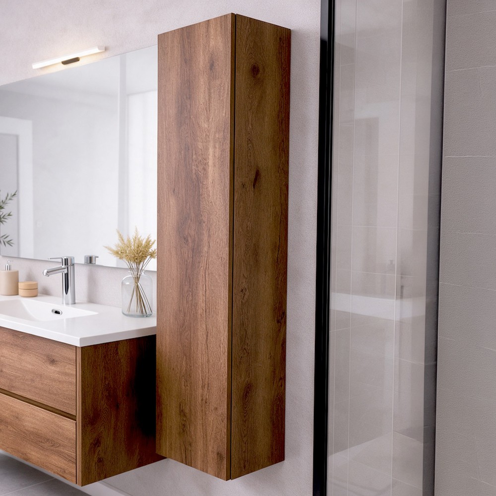 Colonna Sospesa per Bagno Mike 137 cm Rovere Naturale Reversibile Made in Italy
