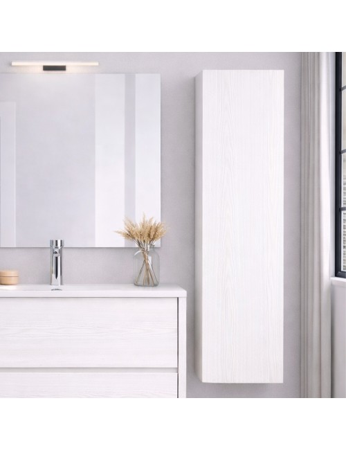 Colonna Sospesa per Bagno Mike 137 cm Bianco frassinato Reversibile Made in Italy