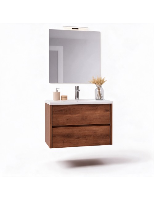 Mobile Bagno Sospeso 70 cm Mike con Lavabo e 2 Cassetti Rovere Naturale Made in Italy