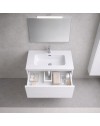 Mobile Bagno Sospeso 80 cm Mike con Lavabo e 2 Cassetti Bianco lucido Made in Italy