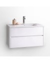 Mobile Bagno Sospeso 80 cm Mike con Lavabo e 2 Cassetti Bianco lucido Made in Italy