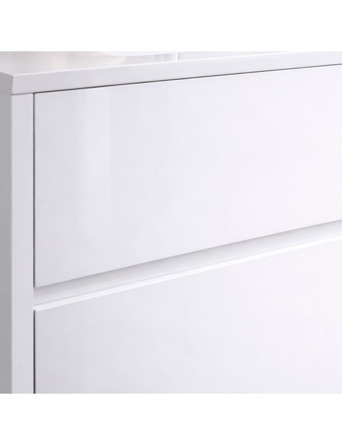 Mobile Bagno Sospeso 80 cm Mike con Lavabo e 2 Cassetti Bianco lucido Made in Italy
