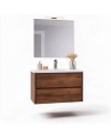 Mobile Bagno Sospeso 80 cm Mike con Lavabo e 2 Cassetti Rovere Naturale Made in Italy