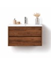 Mobile Bagno Sospeso 80 cm Mike con Lavabo e 2 Cassetti Rovere Naturale Made in Italy