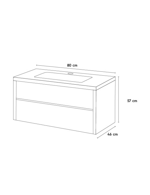 Mobile Bagno Sospeso 80 cm Mike con Lavabo e 2 Cassetti Rovere Naturale Made in Italy