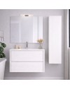 Mobile Bagno Sospeso 80 cm Mike con Lavabo e 2 Cassetti Bianco Frassinato Made in Italy