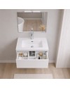Mobile Bagno Sospeso 80 cm Mike con Lavabo e 2 Cassetti Bianco Frassinato Made in Italy