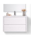 Mobile Bagno Sospeso 80 cm Mike con Lavabo e 2 Cassetti Bianco Frassinato Made in Italy