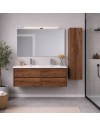Mobile Bagno Sospeso 140 cm Mike Doppia Vasca 4 Cassetti Rovere Naturale Made in Italy