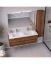 Mobile Bagno Sospeso 140 cm Mike Doppia Vasca 4 Cassetti Rovere Naturale Made in Italy