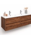 Mobile Bagno Sospeso 140 cm Mike Doppia Vasca 4 Cassetti Rovere Naturale Made in Italy