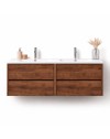 Mobile Bagno Sospeso 140 cm Mike Doppia Vasca 4 Cassetti Rovere Naturale Made in Italy