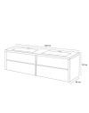 Mobile Bagno Sospeso 140 cm Mike Doppia Vasca 4 Cassetti Rovere Naturale Made in Italy