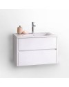 Mobile Bagno Sospeso 70 cm Mike con Lavabo e 2 Cassetti Bianco lucido Made in Italy