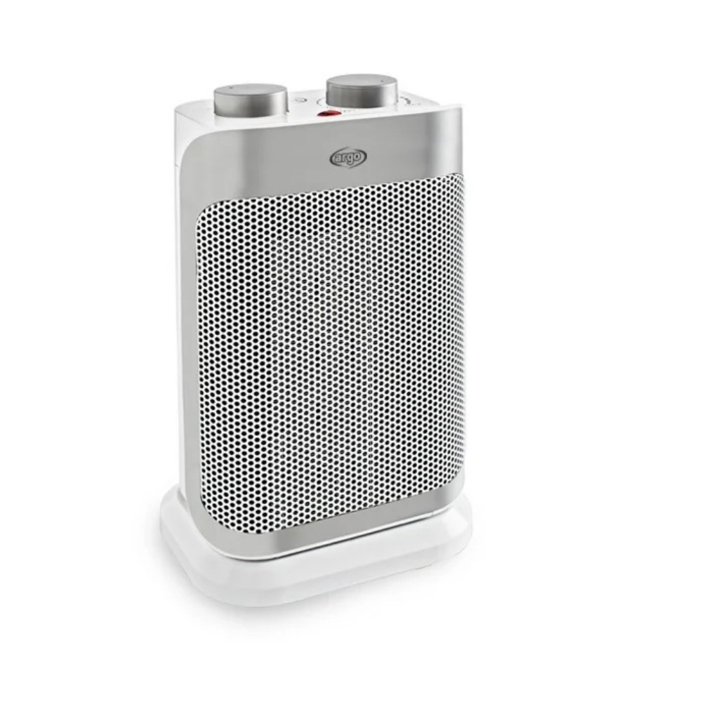 Termoventilatore Ceramico Argo Boogie 1500W Oscillante Bianco e Argento