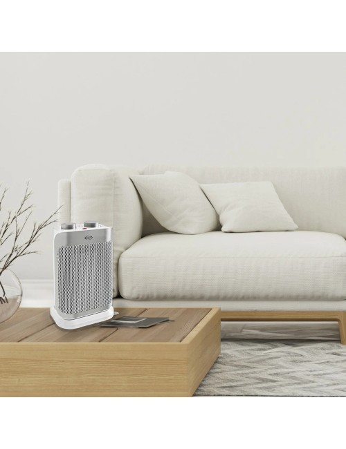 Termoventilatore Ceramico Argo Boogie 1500W Oscillante Bianco e Argento