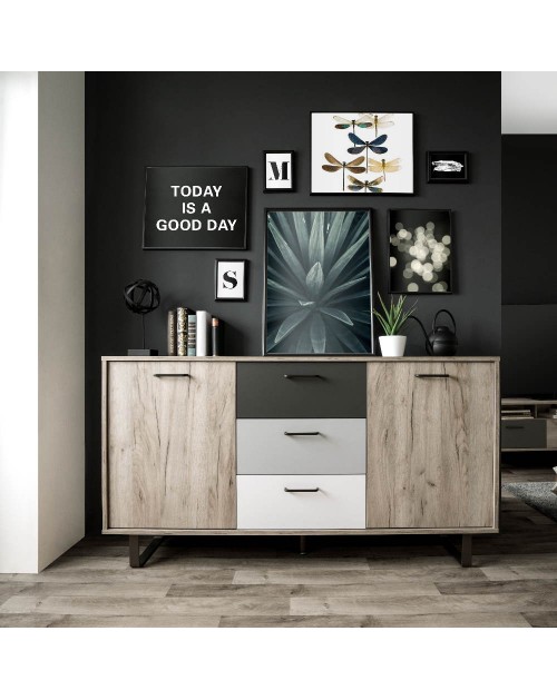 Credenza 2 ante e 3 cassetti Orlando4 colore rovere