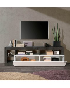 Mobile porta Tv Mogol 184x42x58H colore bianco lucido ossido