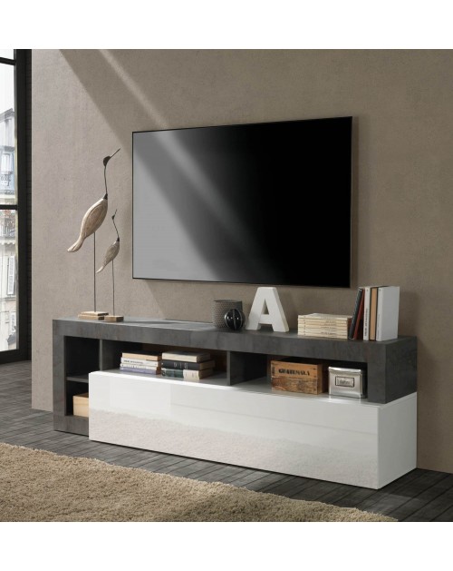 Mobile porta Tv Mogol 184x42x58H colore bianco lucido ossido